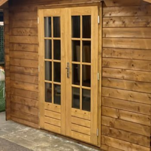 9m2 kitset cabin wooden door