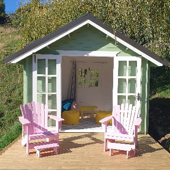 green kitset cabin teenage hangout